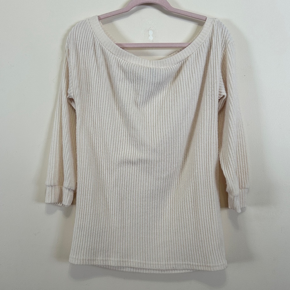 SHEIN Cream Ribbed Sweater - Picture 3 of 4